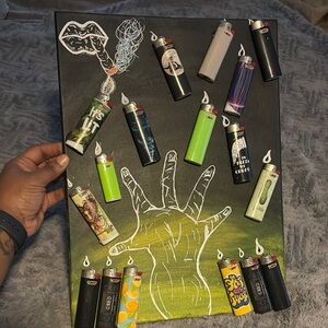 Unique 3D Lighter Art Canvas with Hand Design